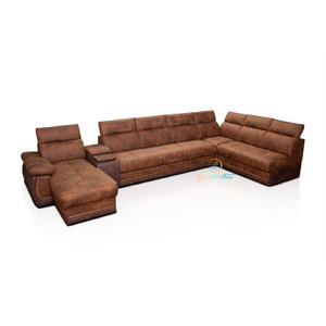 Угловой п-образный модульный диван Браво Люкс (медно-коричневый)